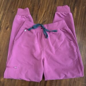 Figs Zamora Jogger Scrub Pants Womens Small Pink Technical Collection Stretch